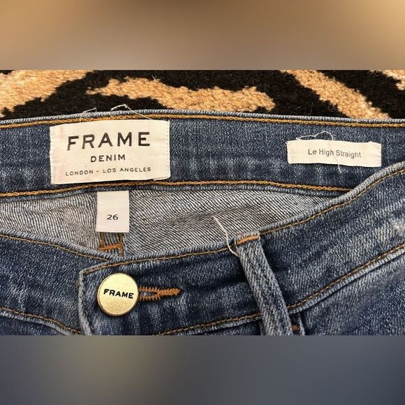 FRAME Denim Le High Straight Jeans in Sunny Gardens Size 26 EUC - Picture 5 of 11